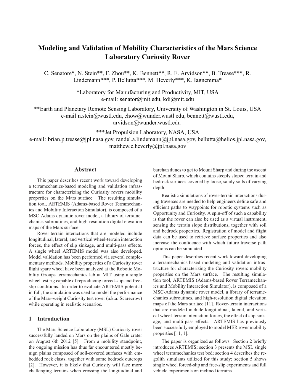 Modeling and Validation of Mobility Characteristics of the Mars Science Laboratory Curiosity Rover