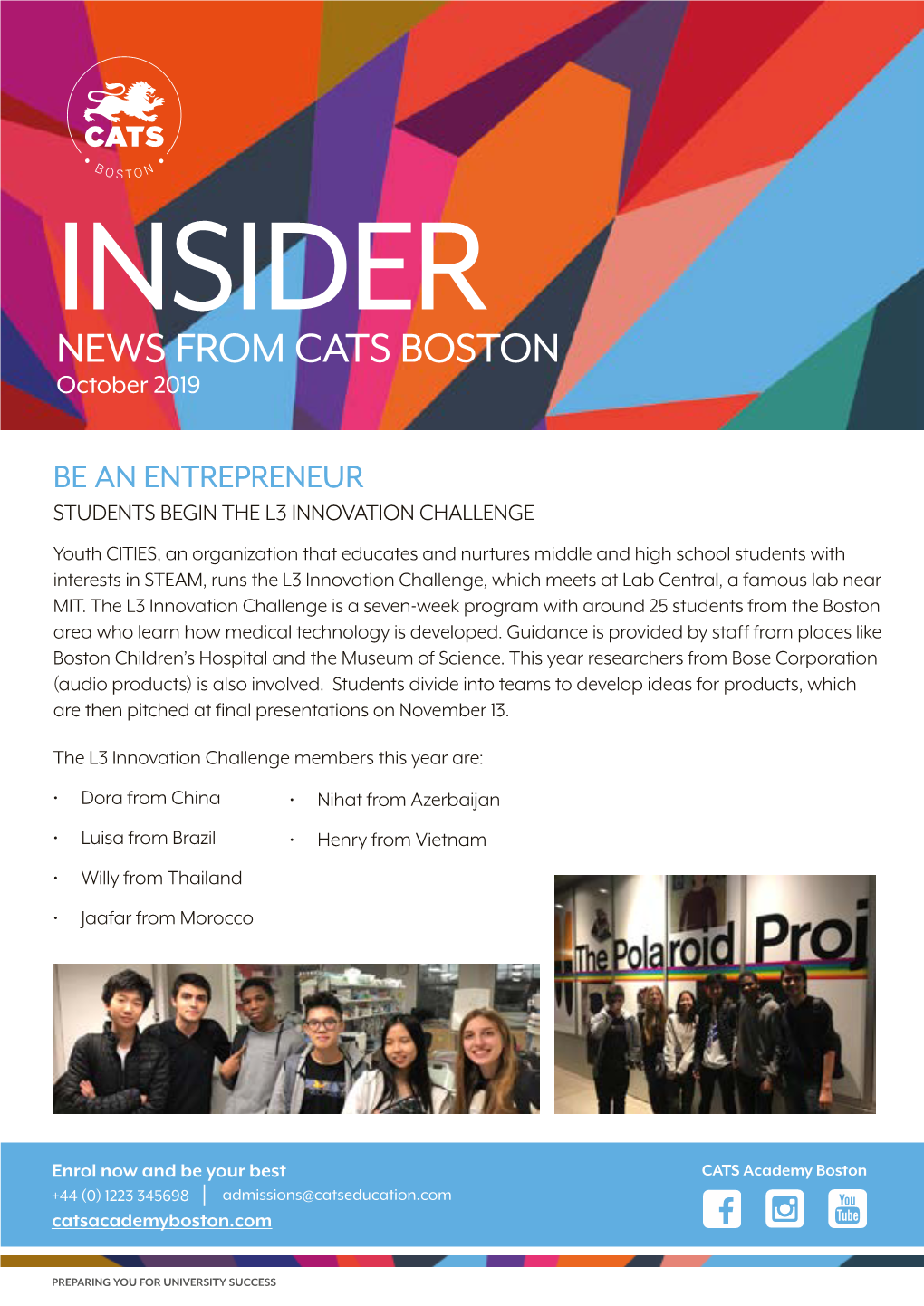 NEWS from CATS BOSTON October 2019