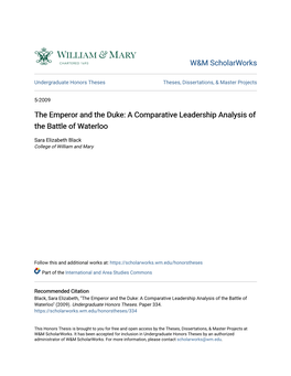 The Emperor and the Duke: a Comparative Leadership Analysis of the Battle of Waterloo
