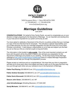 Marriage Guidelines June 2019