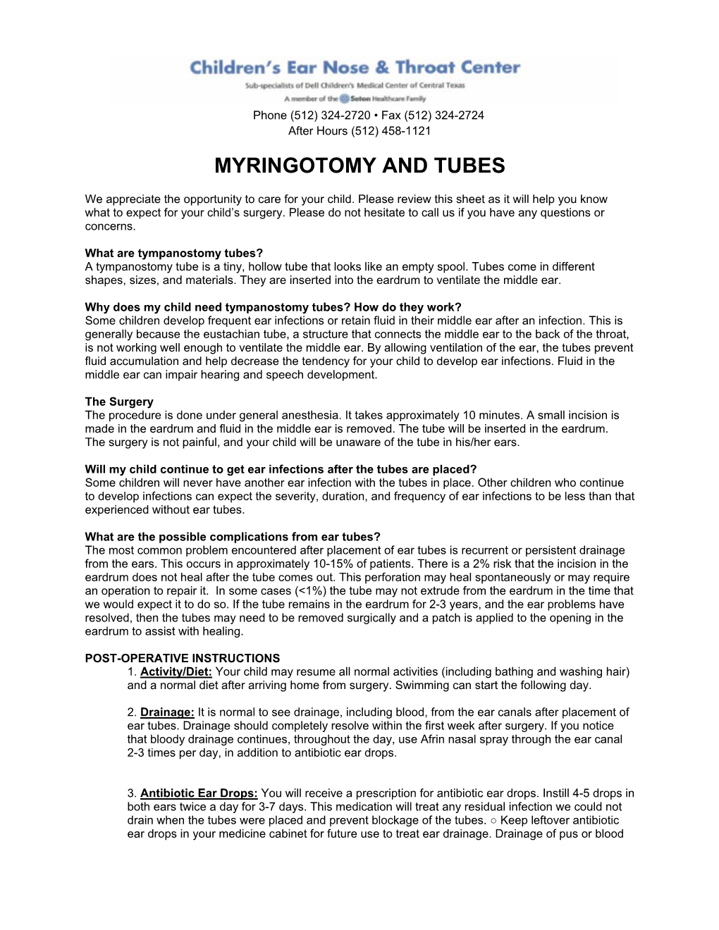 Myringotomy and Tubes