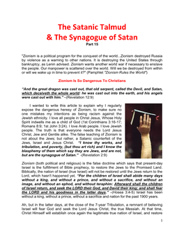 The Satanic Talmud & the Synagogue of Satan