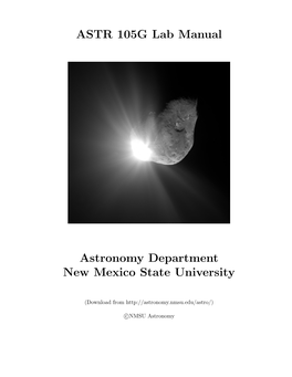 ASTR 105G Lab Manual Astronomy Department New Mexico State