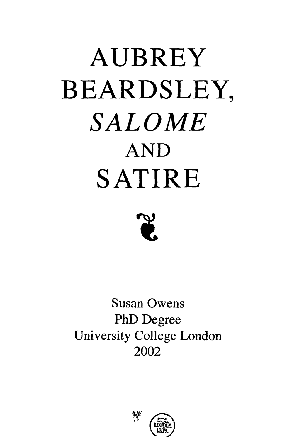 Aubrey Beardsley, Salome and Satire