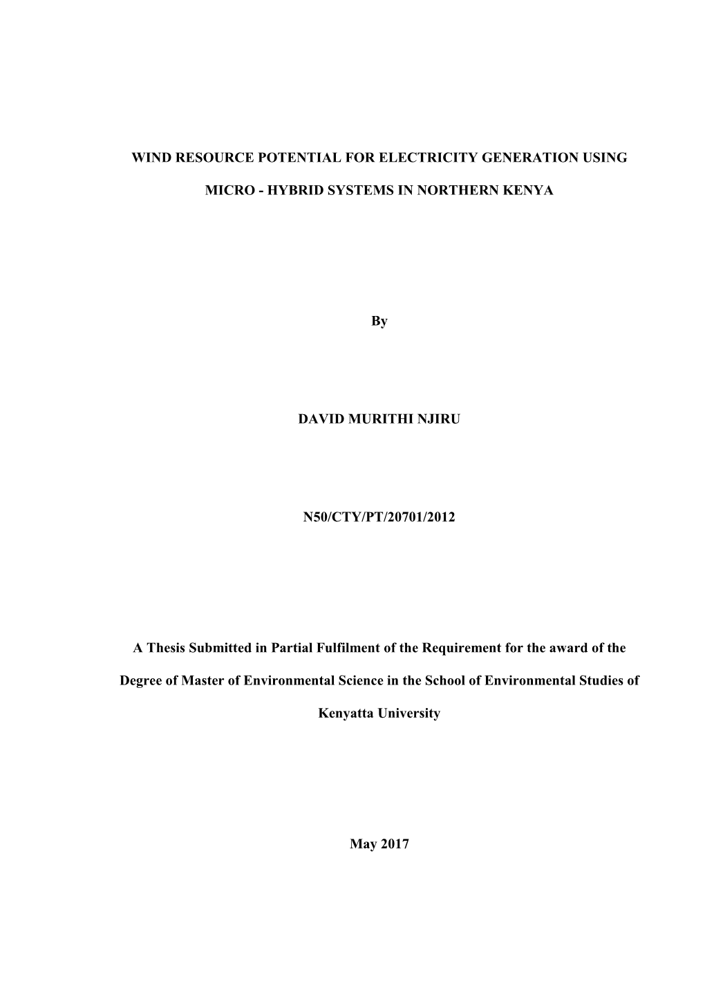 Wind Resource Potential for Electricity Generation Using