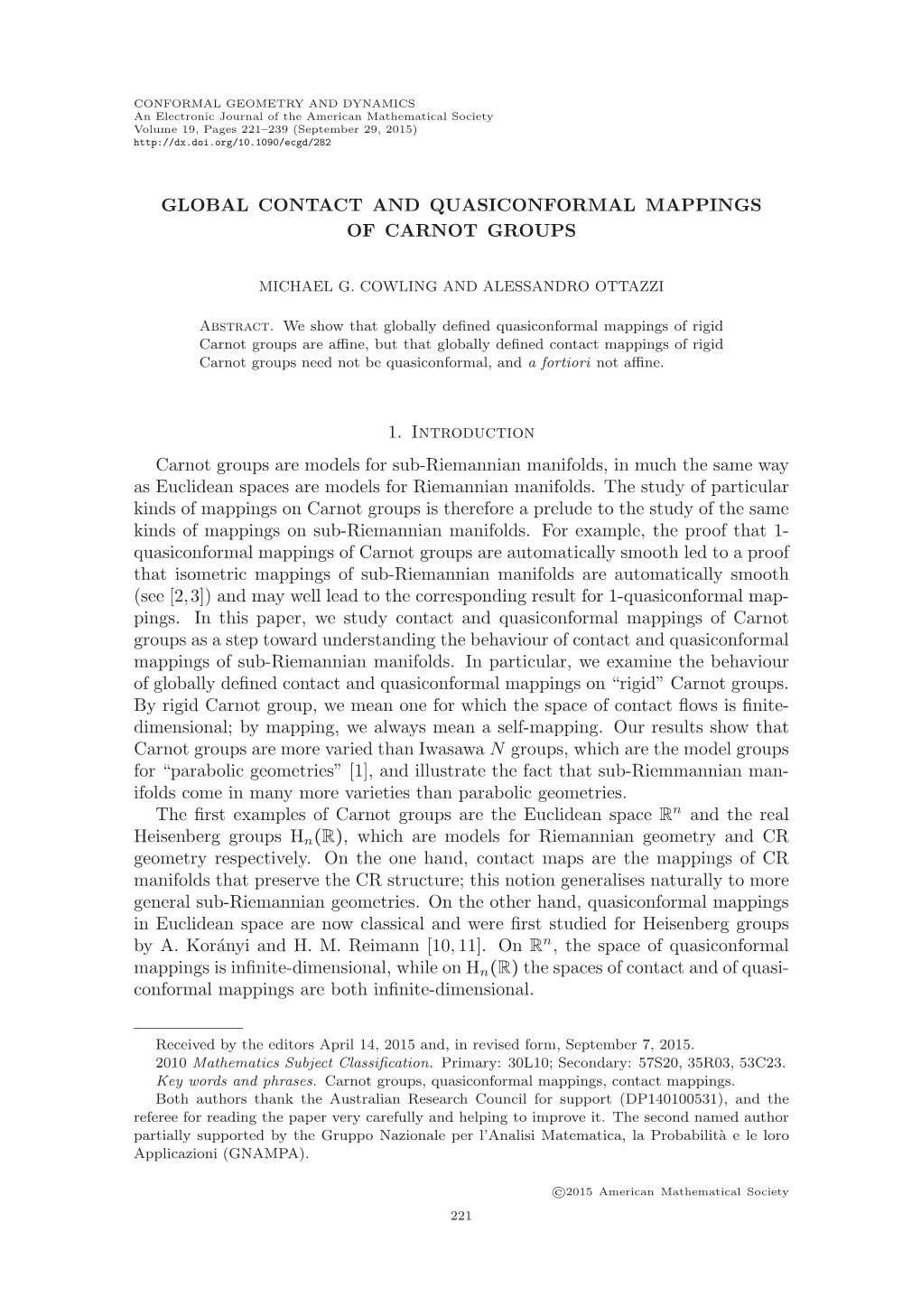 Global Contact and Quasiconformal Mappings of Carnot Groups
