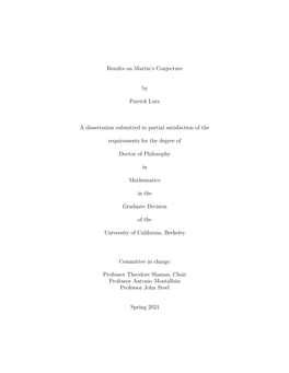 Results on Martin's Conjecture by Patrick Lutz a Dissertation