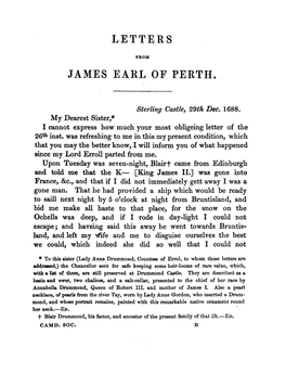 Letters from James Earl of Perth
