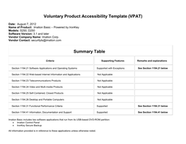Voluntary Product Accessibility Template (VPAT)
