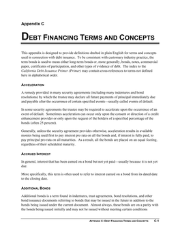 Debt Financing Terms and Concepts
