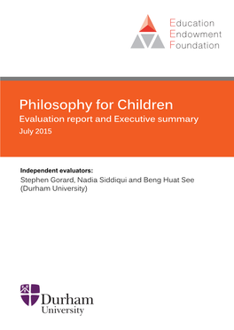 Philosophy for Children (P4C) Is an Approach to Teaching in Which Students Participate in Group Dialogues Focused on Philosophical Issues