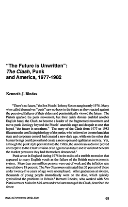 "The Future Is Unwritten": the Clash, Punk and America, 1977-1982