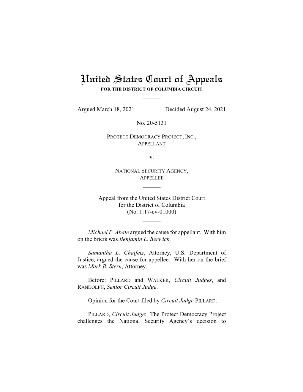 United States Court of Appeals for the DISTRICT of COLUMBIA CIRCUIT