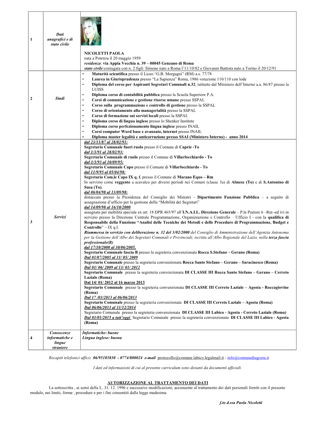 Curriculum Segretario Comunale.Rtf