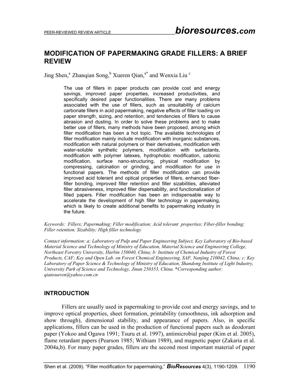 Modification of Papermaking Grade Fillers: a Brief Review