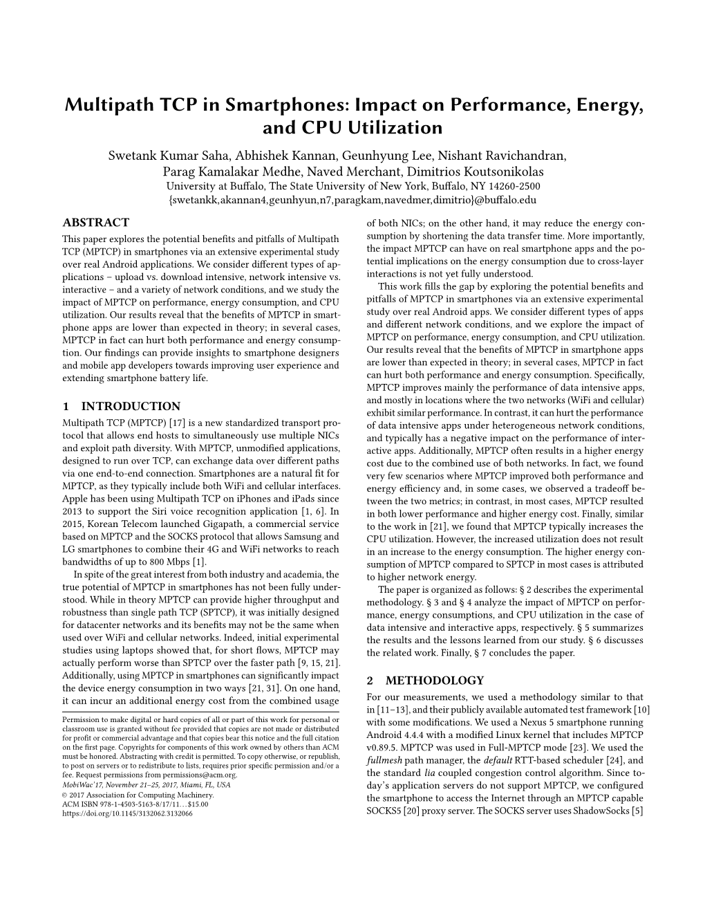 Multipath TCP in Smartphones: Impact on Performance, Energy, and CPU Utilization