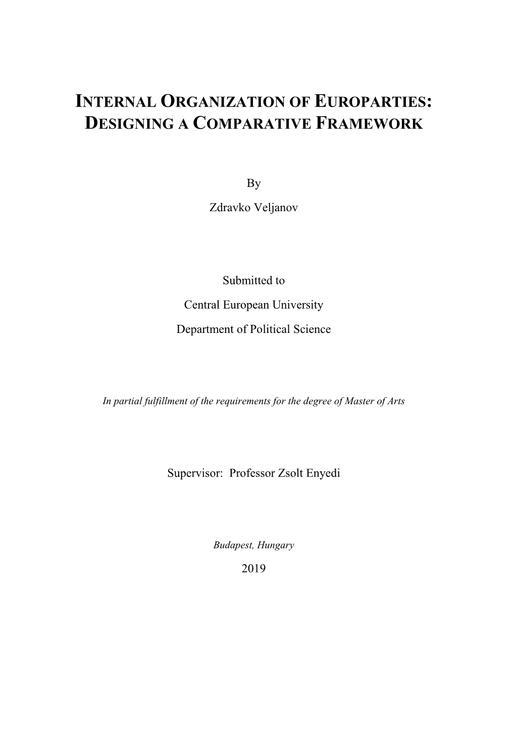 Internal Organization of Europarties: Designing a Comparative Framework
