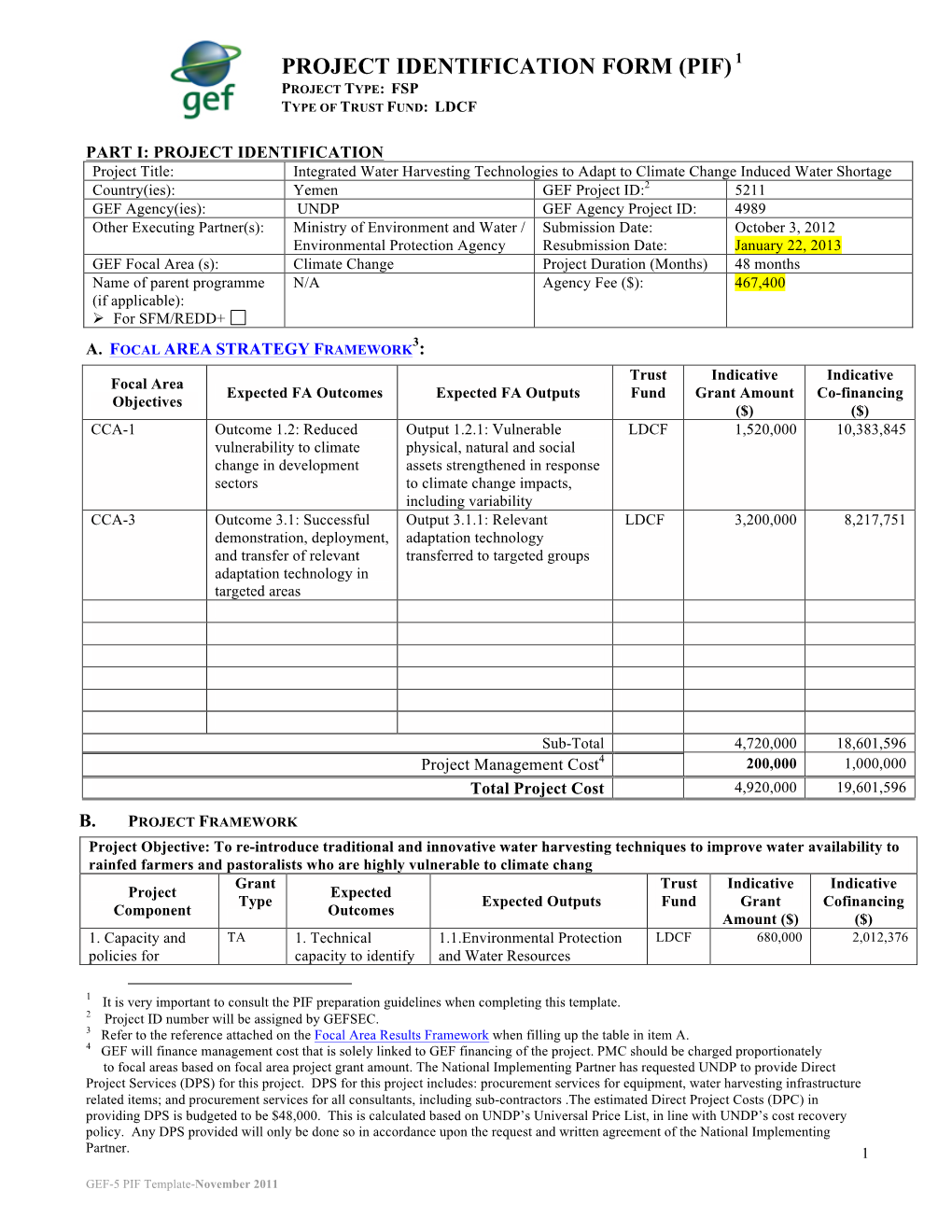 RESUBMISSION 4989 Yemen PIF LDCF 22Jan13