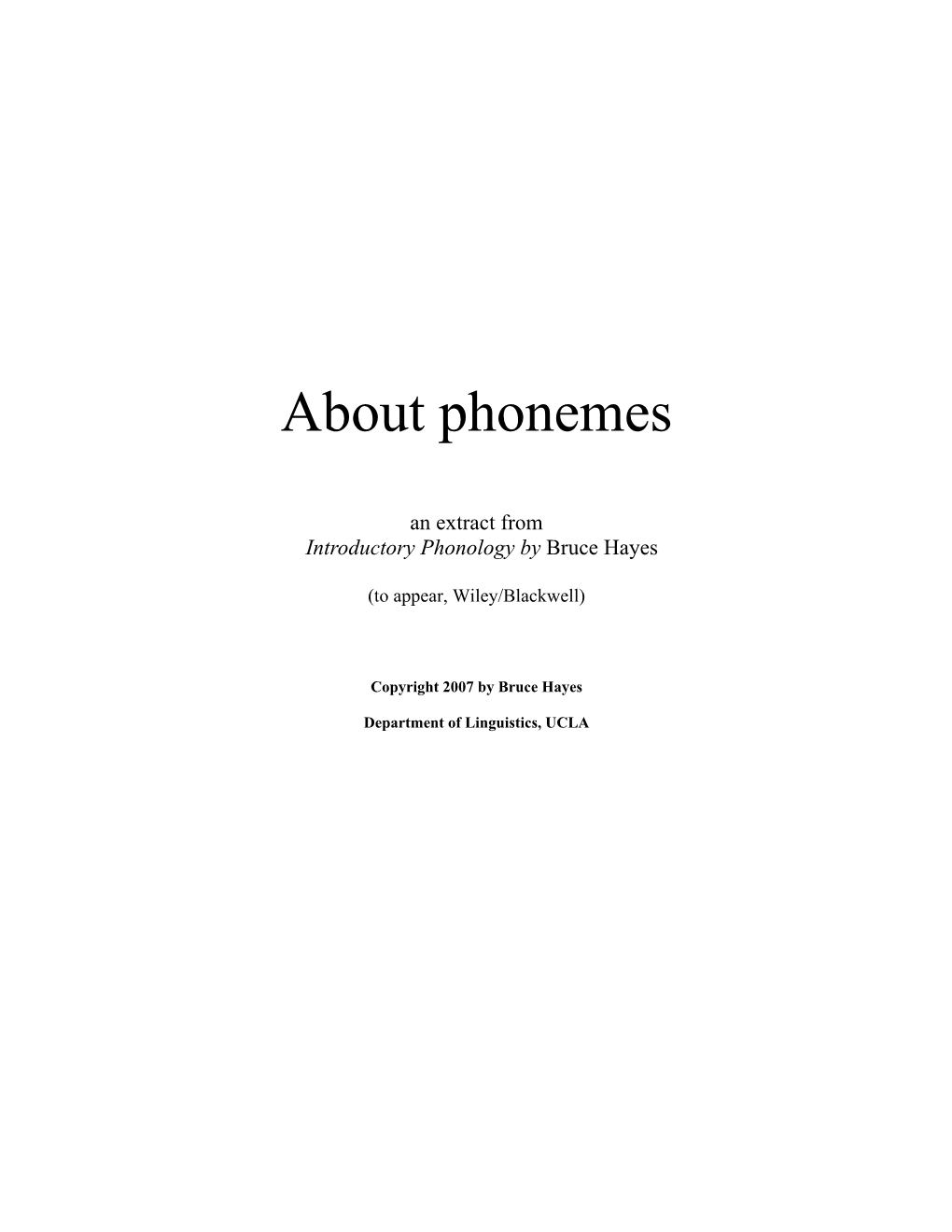 Introductory Phonology by Bruce Hayes