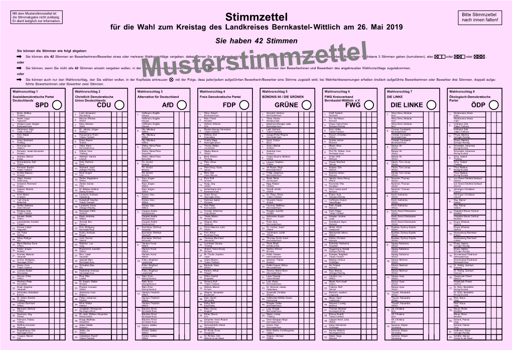 Sie Können Alle 42 Stimmen an Bewerberinnen/Bewerber Eines