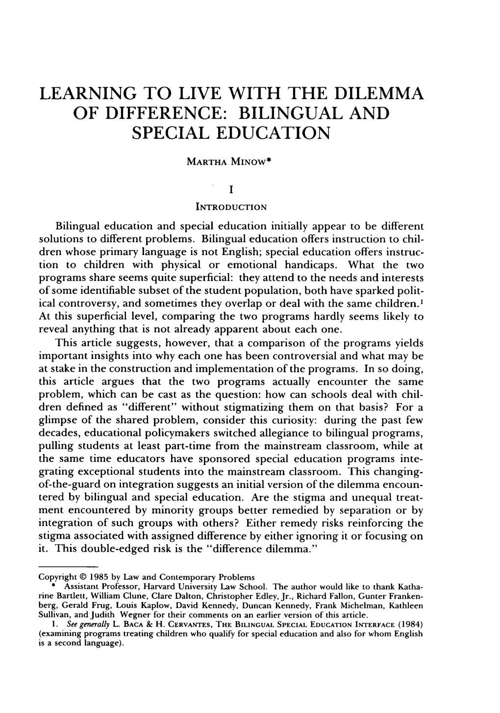 Bilingual and Special Education