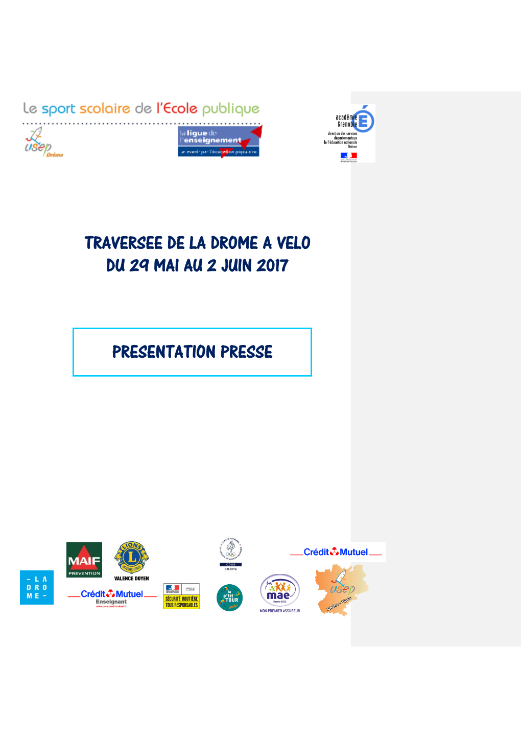 Presentation Presse Traversee De La Drome a Velo Du 29 Mai Au 2 Juin