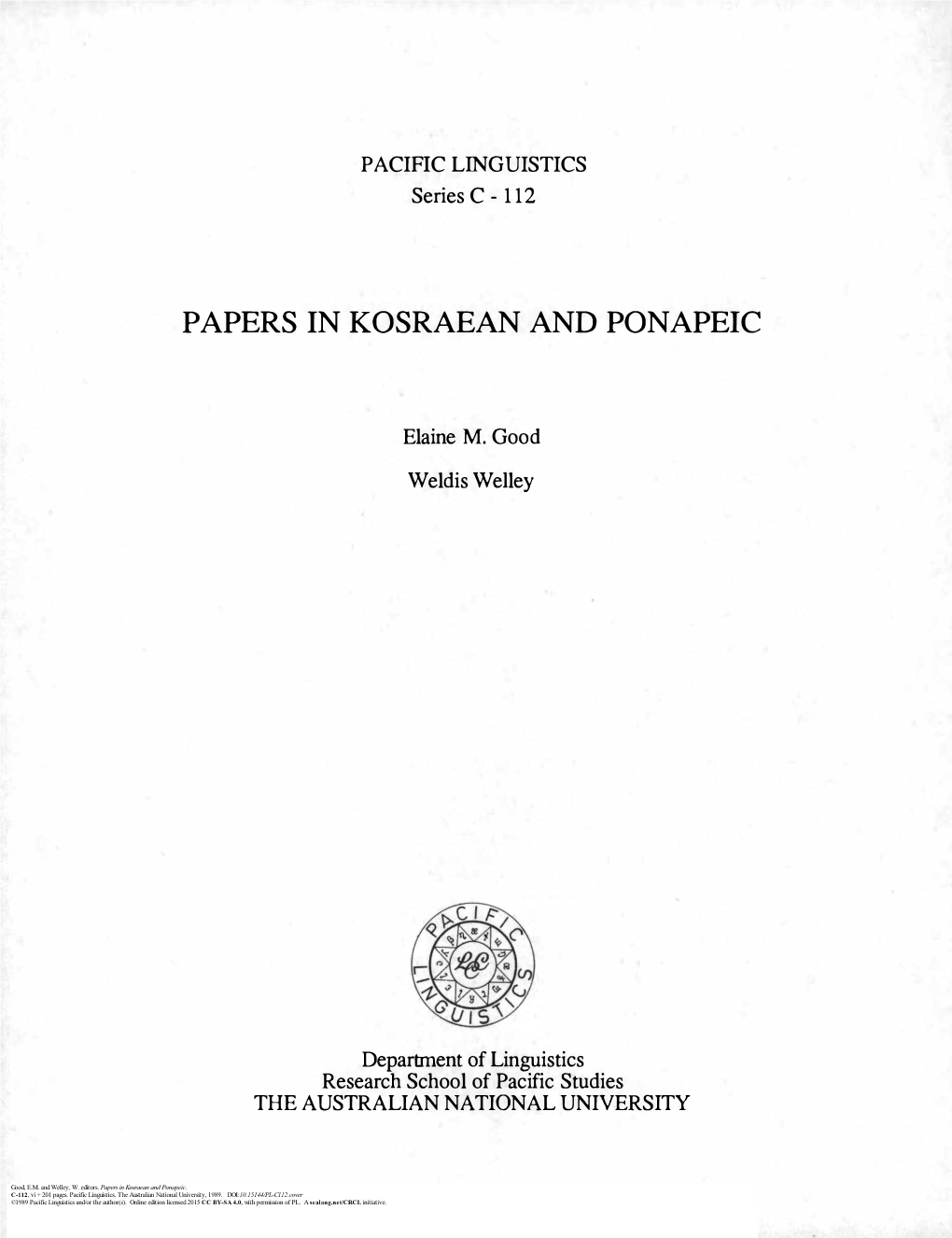 Papers in Kosraean and Ponapeic