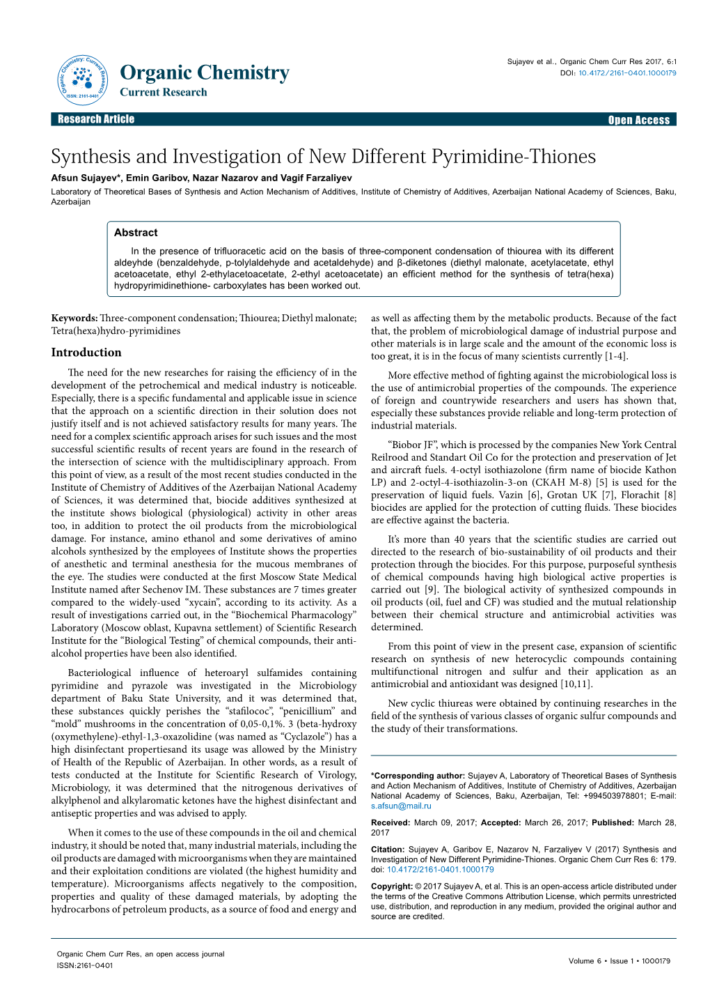 Synthesis and Investigation of New Different Pyrimidine-Thiones