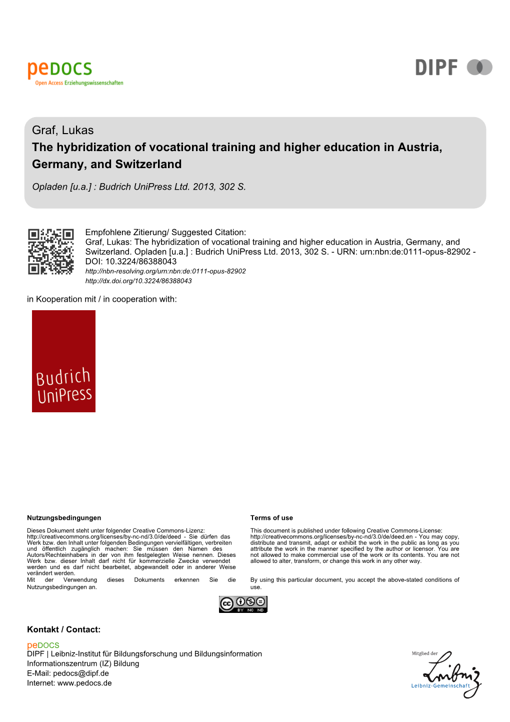 The Hybridization of Vocational Training and Higher Education in Austria, Germany, and Switzerland