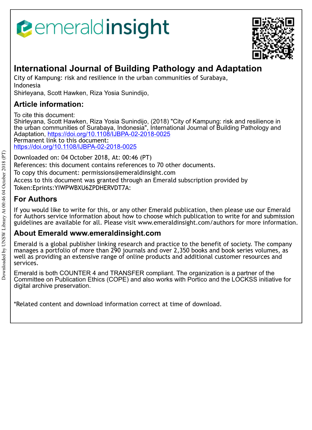 Risk and Resilience in the Urban Communities of Surabaya, Indonesia