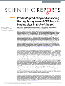 Predcrp: Predicting and Analysing the Regulatory Roles of CRP from Its