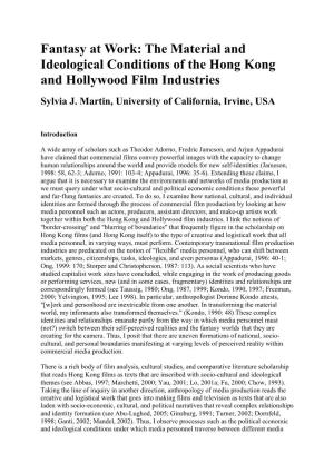 The Material and Ideological Conditions of the Hong Kong and Hollywood Film Industries Sylvia J
