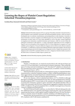 Learning the Ropes of Platelet Count Regulation: Inherited Thrombocytopenias