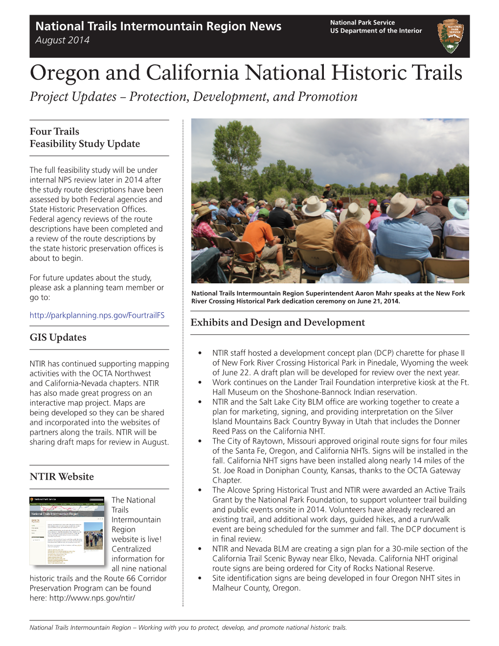 Oregon and California National Historic Trails Project Updates – Protection, Development, and Promotion