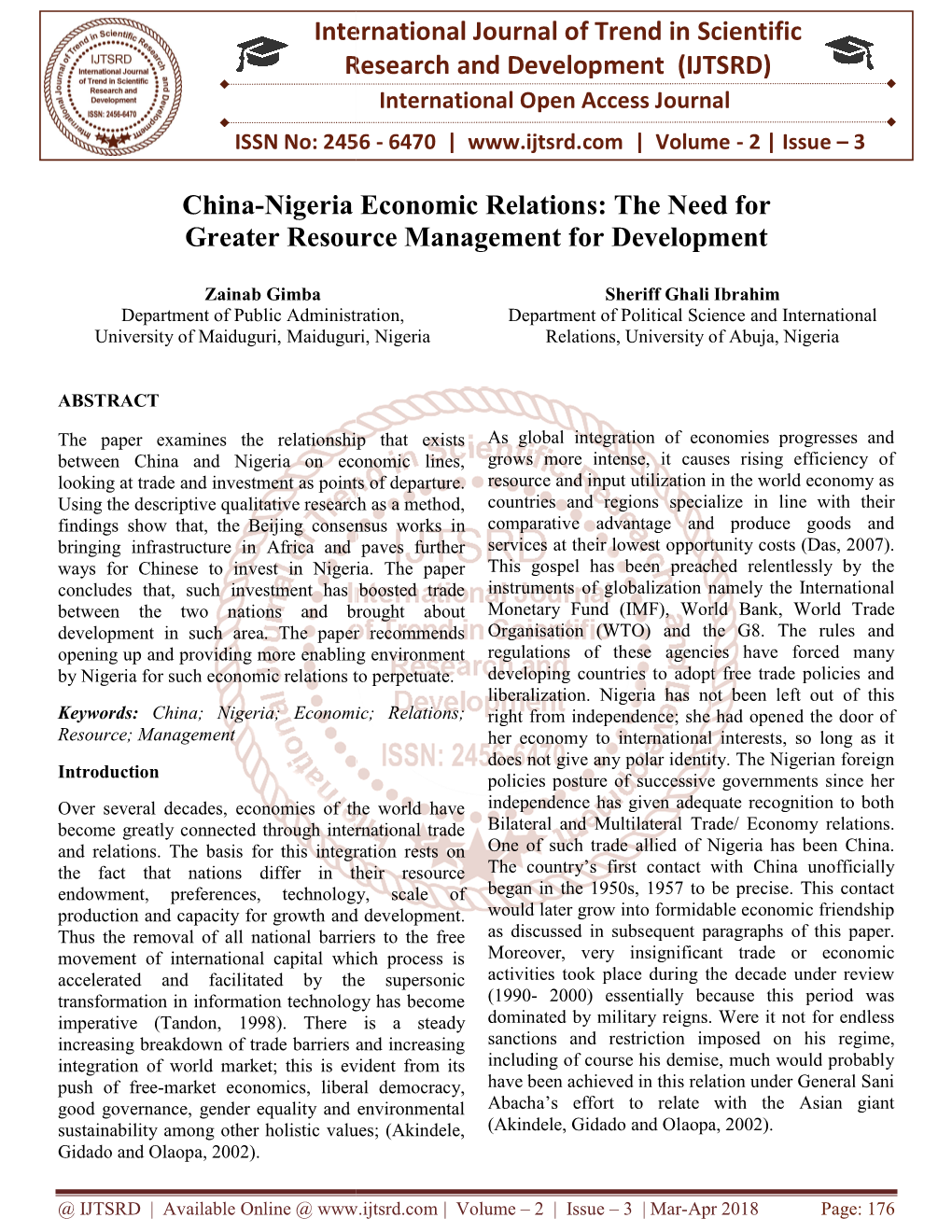 International Research China-Nigeria Economic R Greater Resource