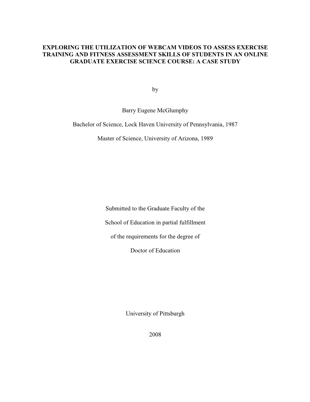 Development and Implementation of a Distance Education Graduate Degree Program in Exercise Science and Health Promotion (ESHP) Within The