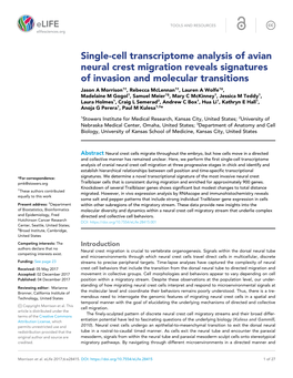 Single-Cell Transcriptome Analysis of Avian Neural Crest Migration Reveals