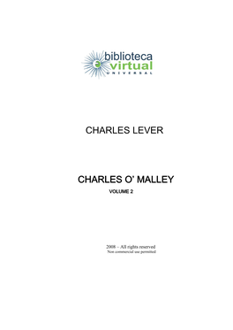 Charles Lever Charles O' Malley