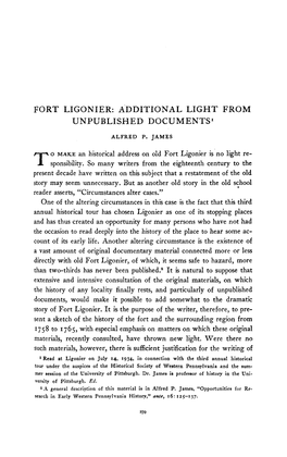 Fort Ligonier: Additionallight from Unpublished Documents 1