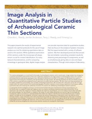Image Analysis in Quantitative Particle Studies of Archaeological Ceramic Thin Sections Chandra L