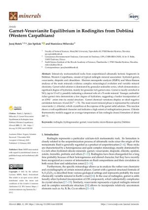 Garnet-Vesuvianite Equilibrium in Rodingites from Dobšiná (Western Carpathians)
