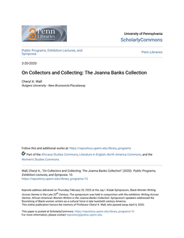 On Collectors and Collecting: the Joanna Banks Collection