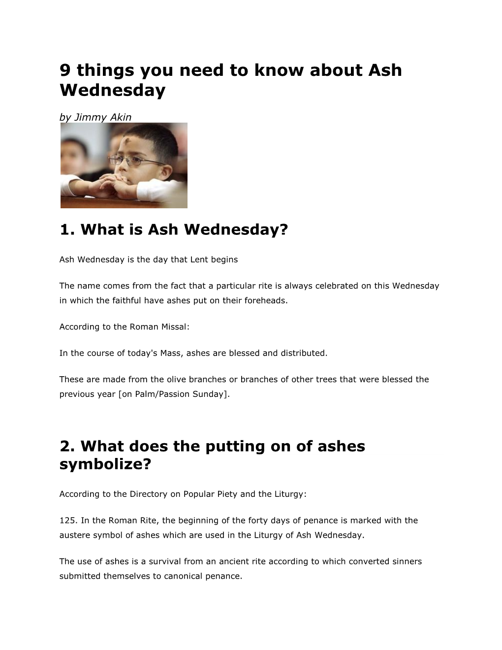 9 Things You Need to Know About Ash Wednesday by Jimmy Akin