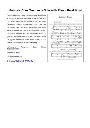 Sheet Music of Gabriels Oboe Trombone Solo with Piano You Need to Signup, Download Music Sheet Notes in Pdf Format Also Available for Offline Reading