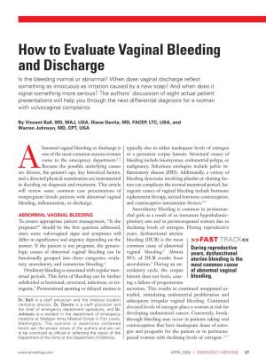 How to Evaluate Vaginal Bleeding and Discharge