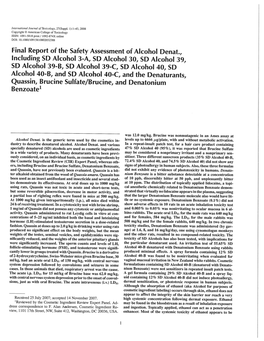 Final Report of the Safety Assessment of Alcohol Denat