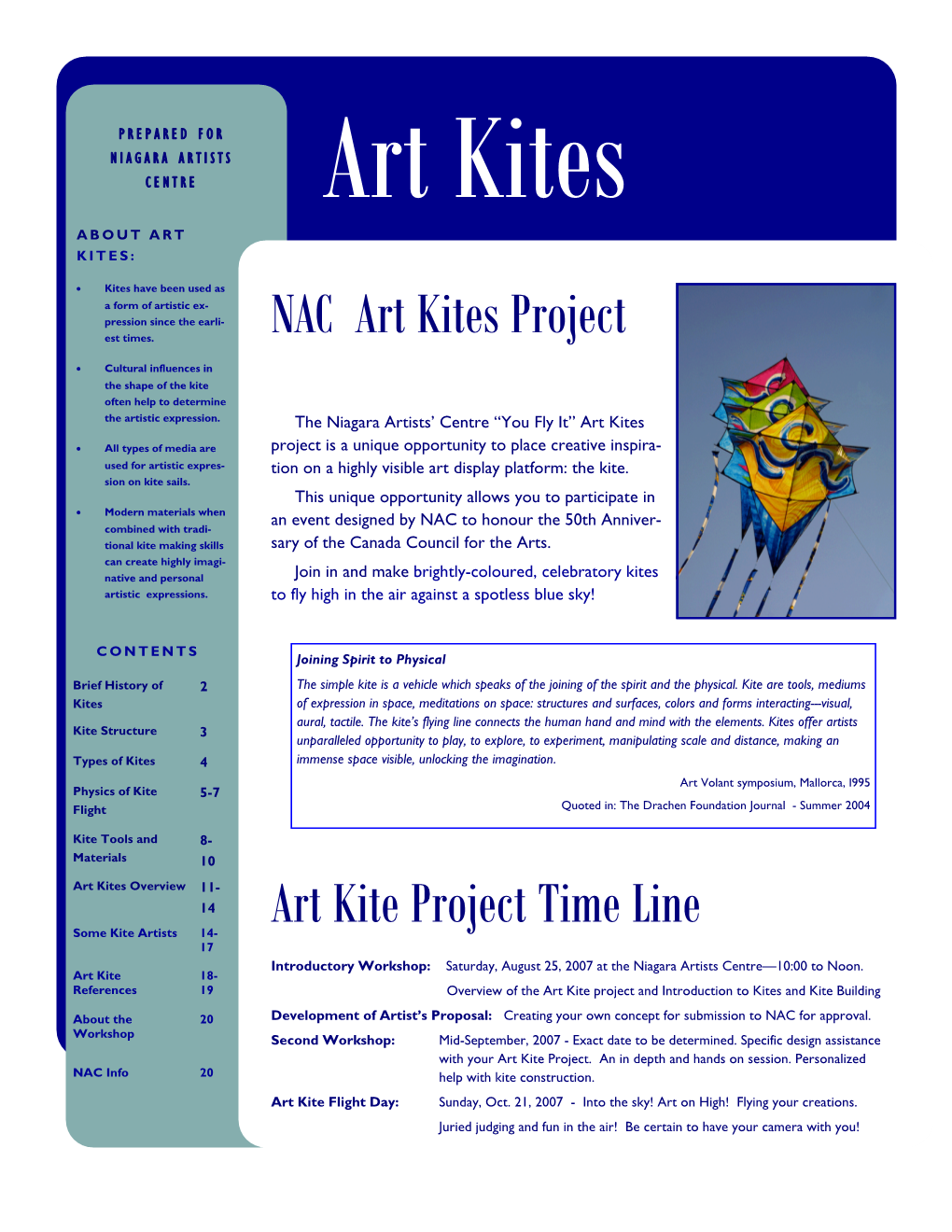 NAC Art Kites Project Art Kite Project Time Line