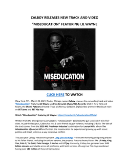Calboy Releases New Track and Video “Miseducation” Featuring Lil Wayne
