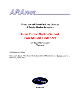 How Public Radio Gained Two Million Listeners