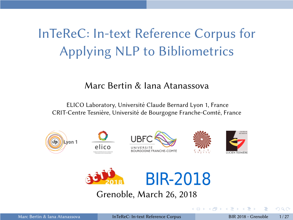 In-Text Reference Corpus for Applying NLP to Bibliometrics